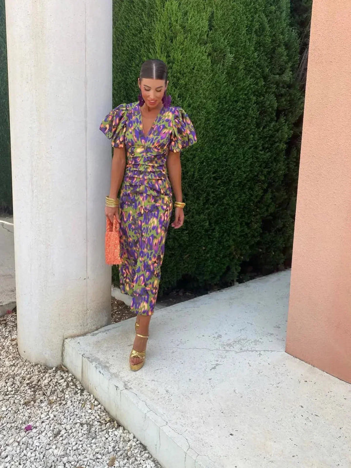 Aurnia | Women’s Puff Sleeve Printed Dress