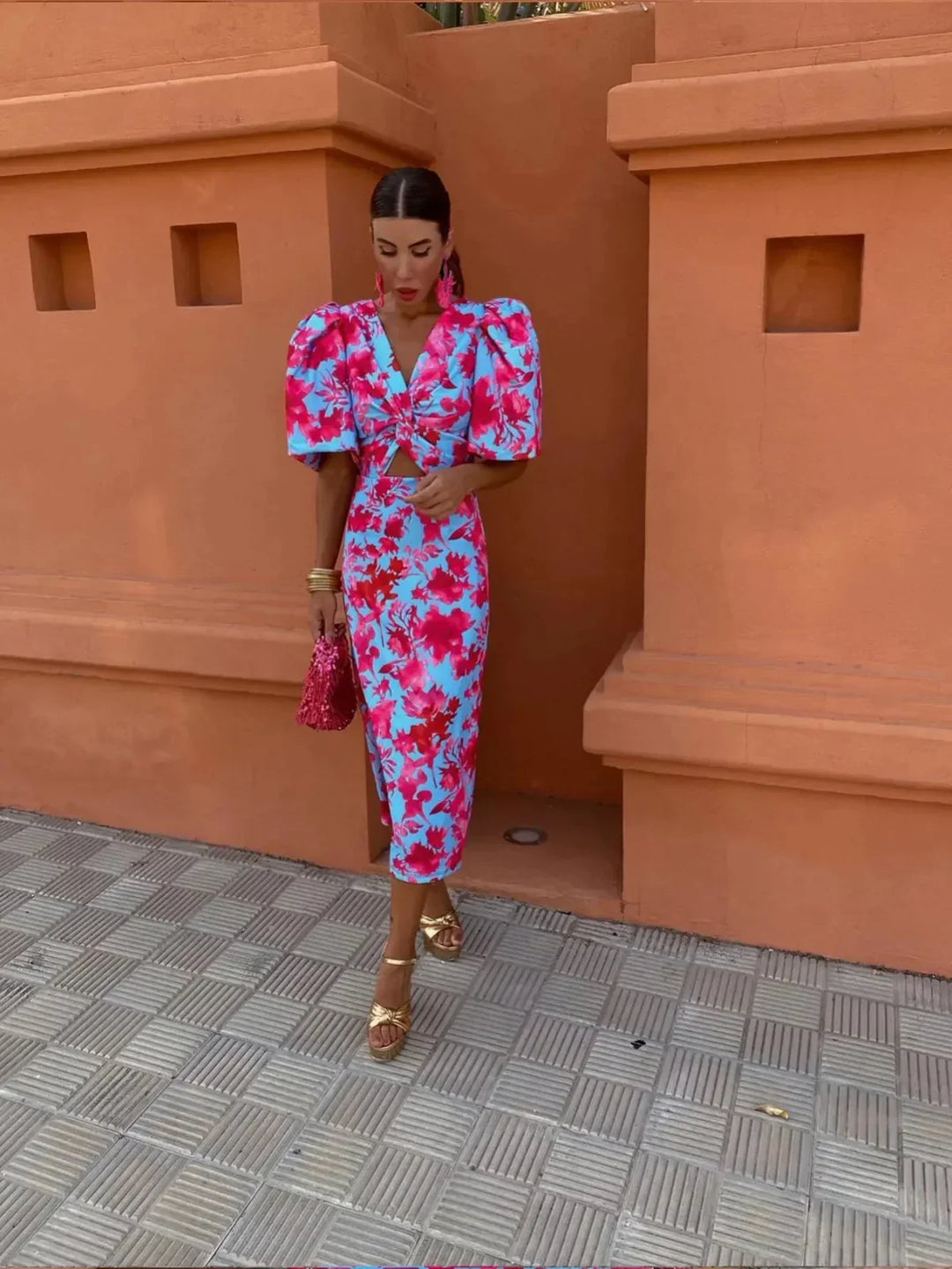 Aurnia | Women’s Puff Sleeve Printed Dress