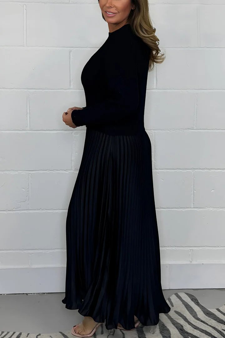 Nora - solid color Long Sleeve Jumper & Pleated Bottom
